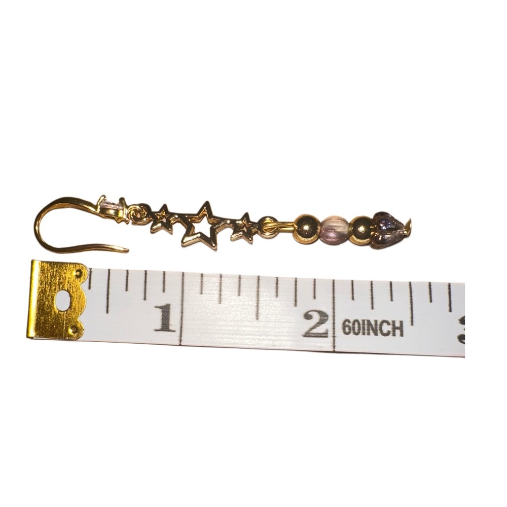 Stars and  Czech Glass Earrings-18k Gold Plated - Picture 4 of 5